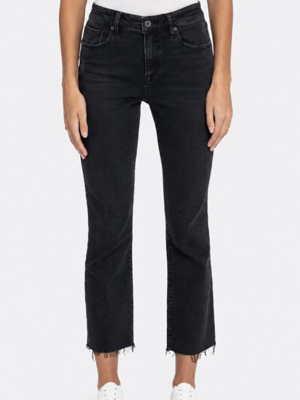 Pistola Lennon High Rise Crop Boot Cut Black Frayed Women's Size 29